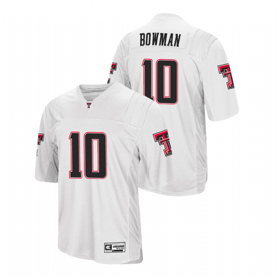men's texas tech red raiders alan bowman white college football jersey