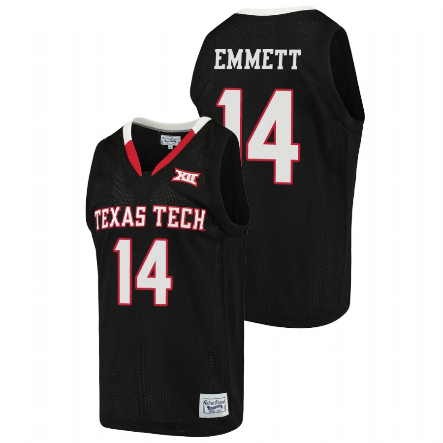 men's texas tech red raiders andre emmett basketball alumni black jersey 1a