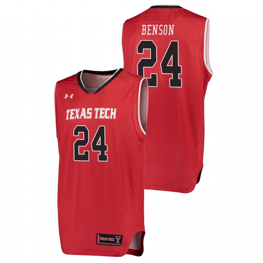 men's texas tech red raiders avery benson red replica college basketball performance jersey