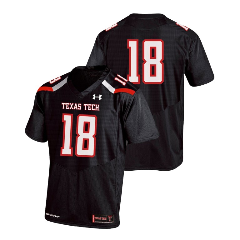 men's texas tech red raiders black college football team replica jersey