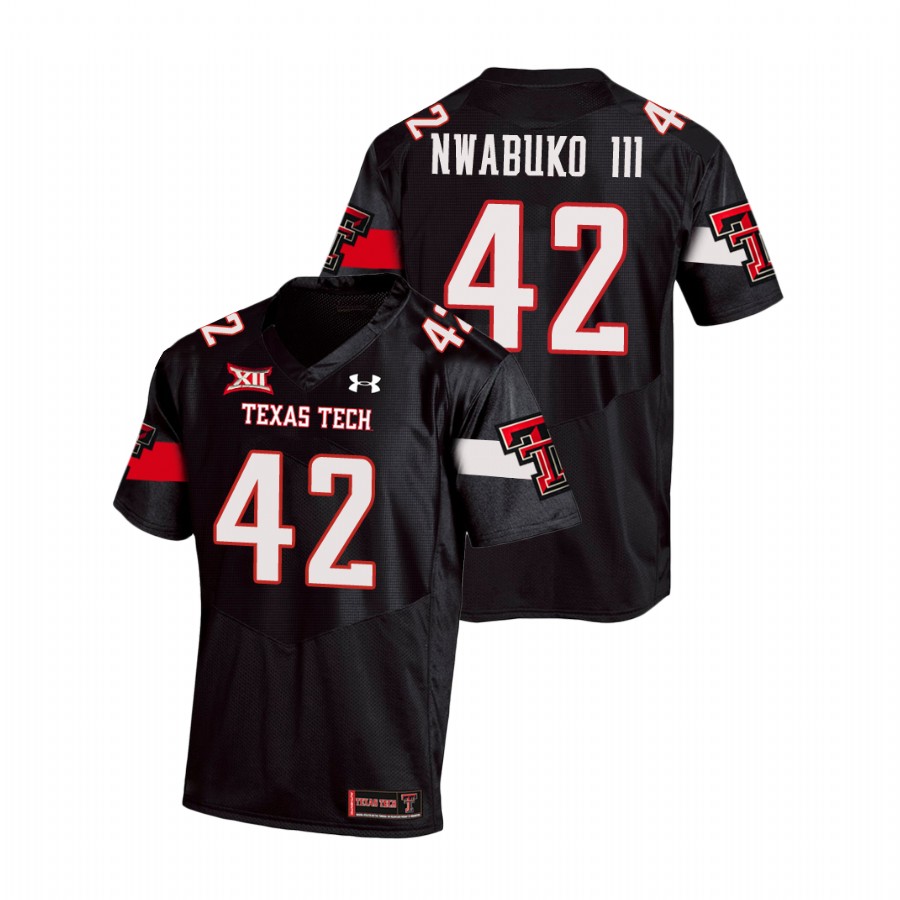 men's texas tech red raiders chux nwabuko iii black replica football team jersey