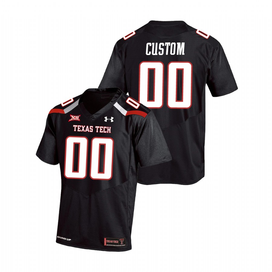 men's texas tech red raiders custom black college football replica jersey