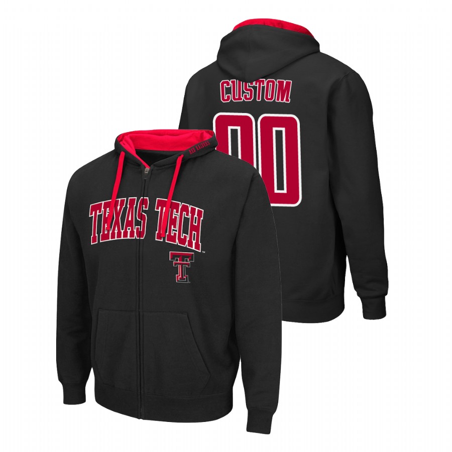 men's texas tech red raiders custom full zip black arch & logo 2.0 hoodie 
