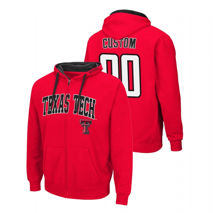 men's texas tech red raiders custom full zip red arch & logo 2.0 hoodie 0a