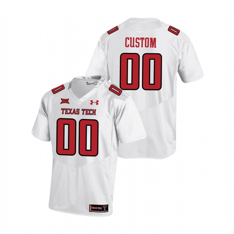 men's texas tech red raiders custom white college football replica jersey