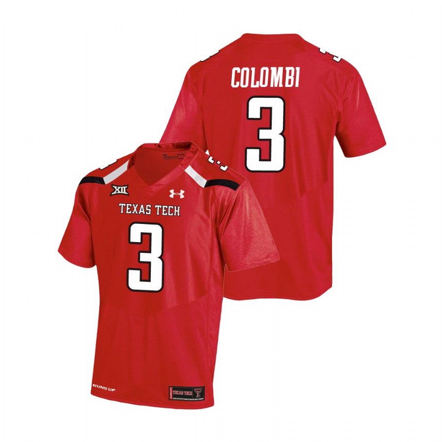 men's texas tech red raiders henry colombi red college football replica jersey