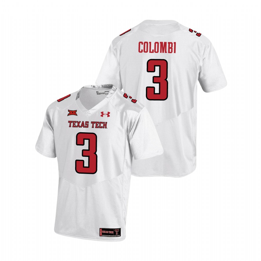 men's texas tech red raiders henry colombi white college football replica jersey