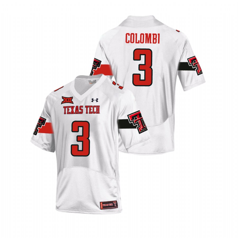 men's texas tech red raiders henry colombi white replica football team jersey