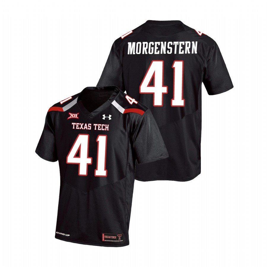 men's texas tech red raiders jacob morgenstern black college football replica jersey