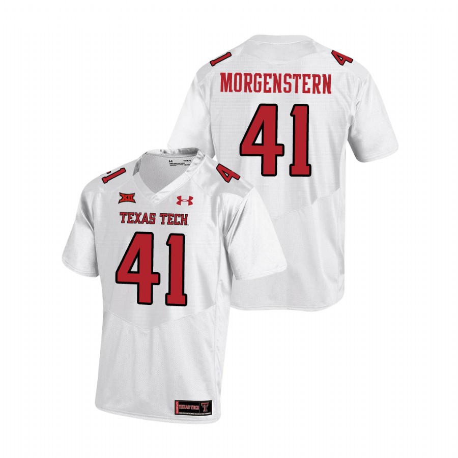 men's texas tech red raiders jacob morgenstern white college football replica jersey