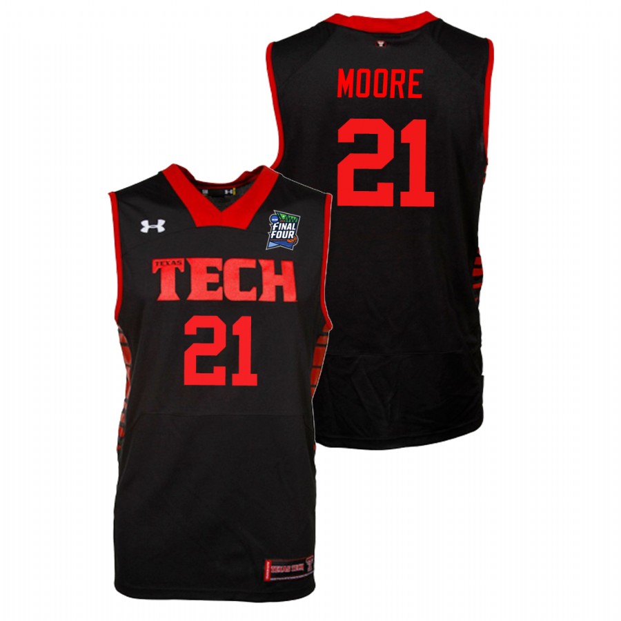 men's texas tech red raiders khavon moore black 2019 final four replica jersey