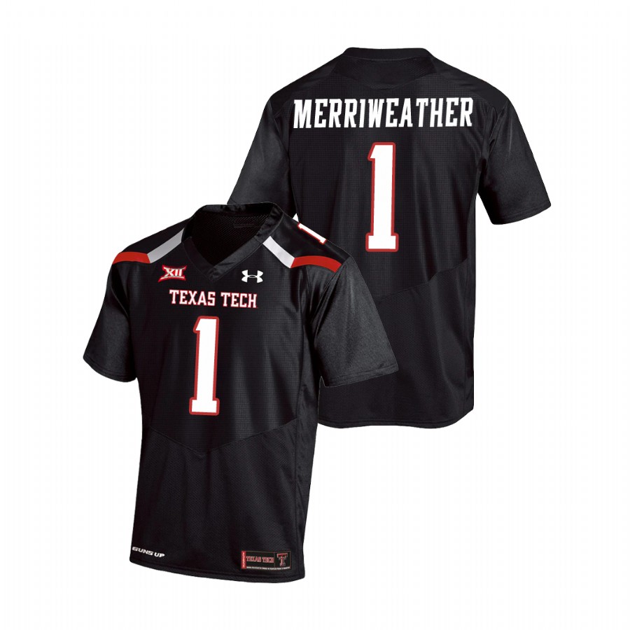 men's texas tech red raiders krishon merriweather black college football replica jersey