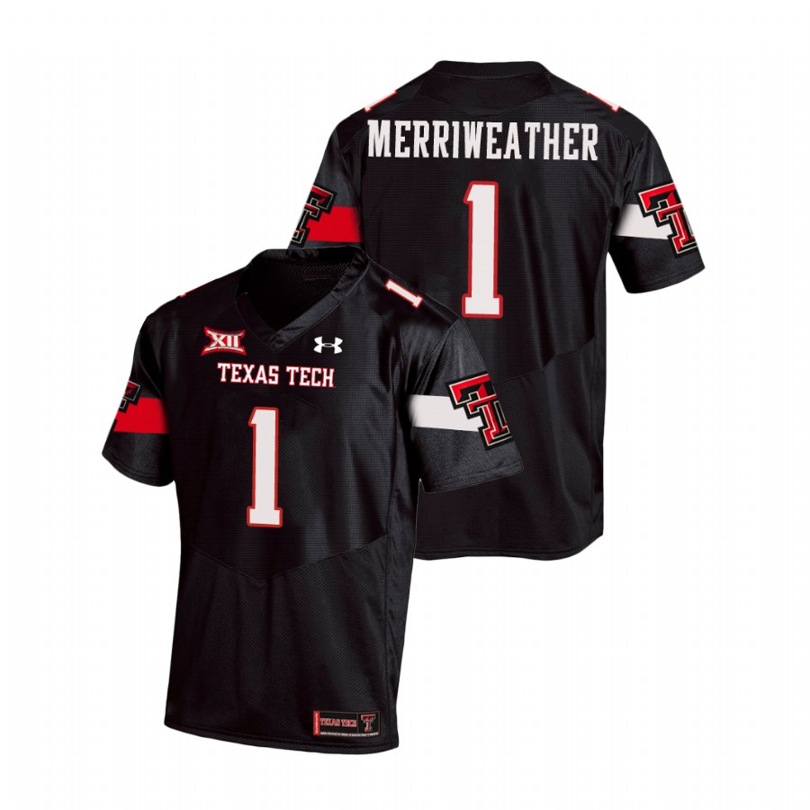 men's texas tech red raiders krishon merriweather black replica football team jersey