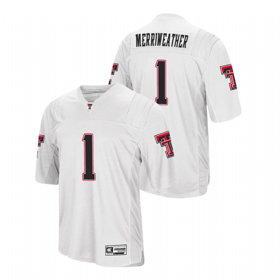 men's texas tech red raiders krishon merriweather white college football jersey