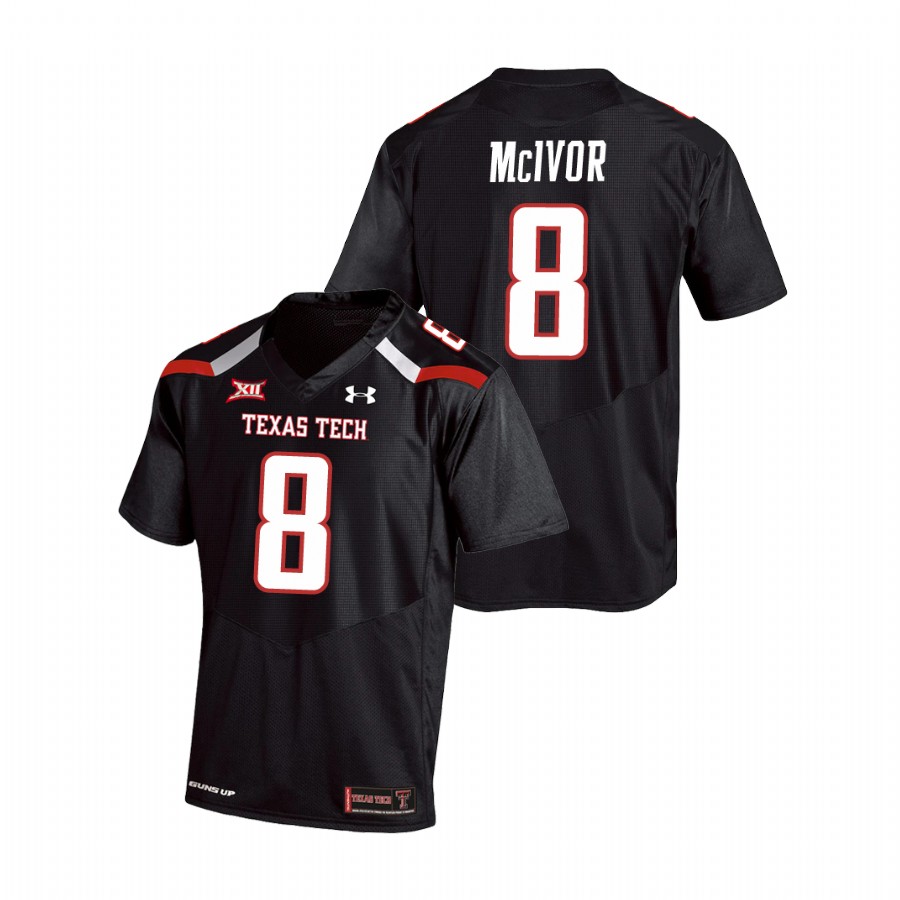 men's texas tech red raiders maverick mcivor black college football replica jersey