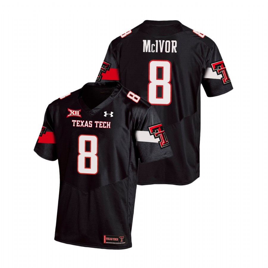 men's texas tech red raiders maverick mcivor black replica football team jersey