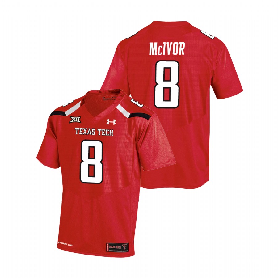 men's texas tech red raiders maverick mcivor red college football replica jersey