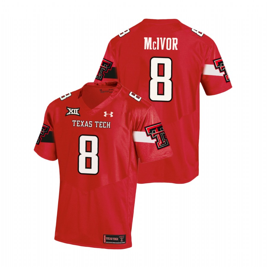 men's texas tech red raiders maverick mcivor red replica football team jersey
