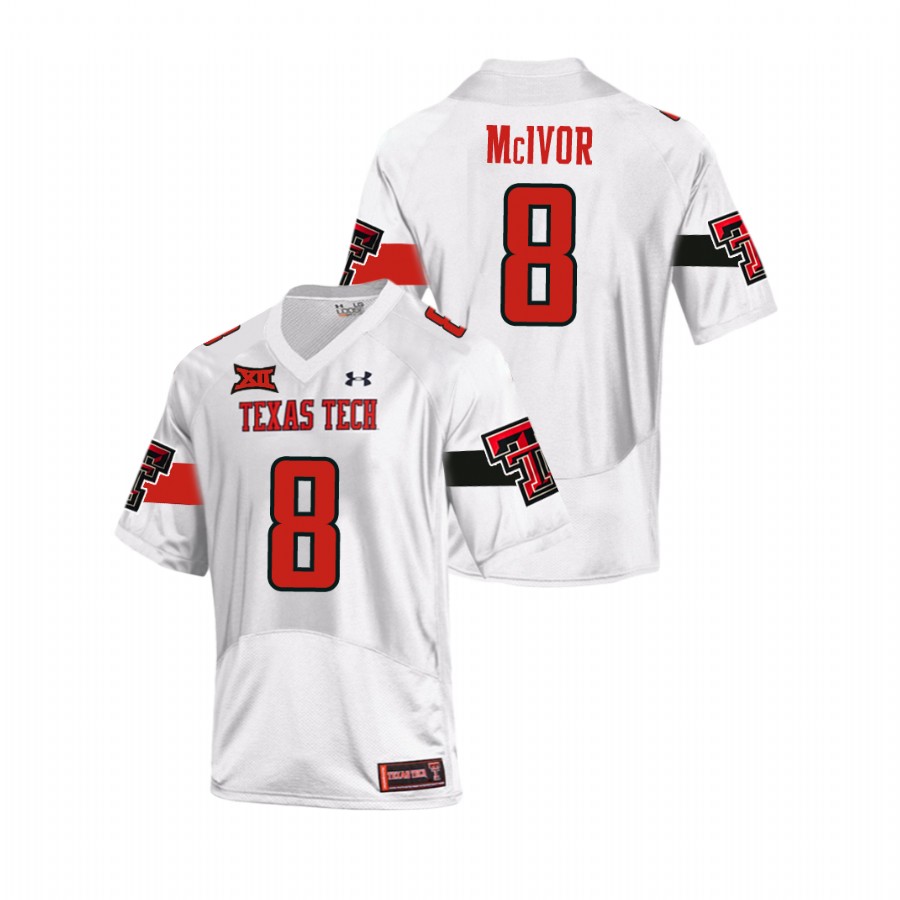 men's texas tech red raiders maverick mcivor white replica football team jersey
