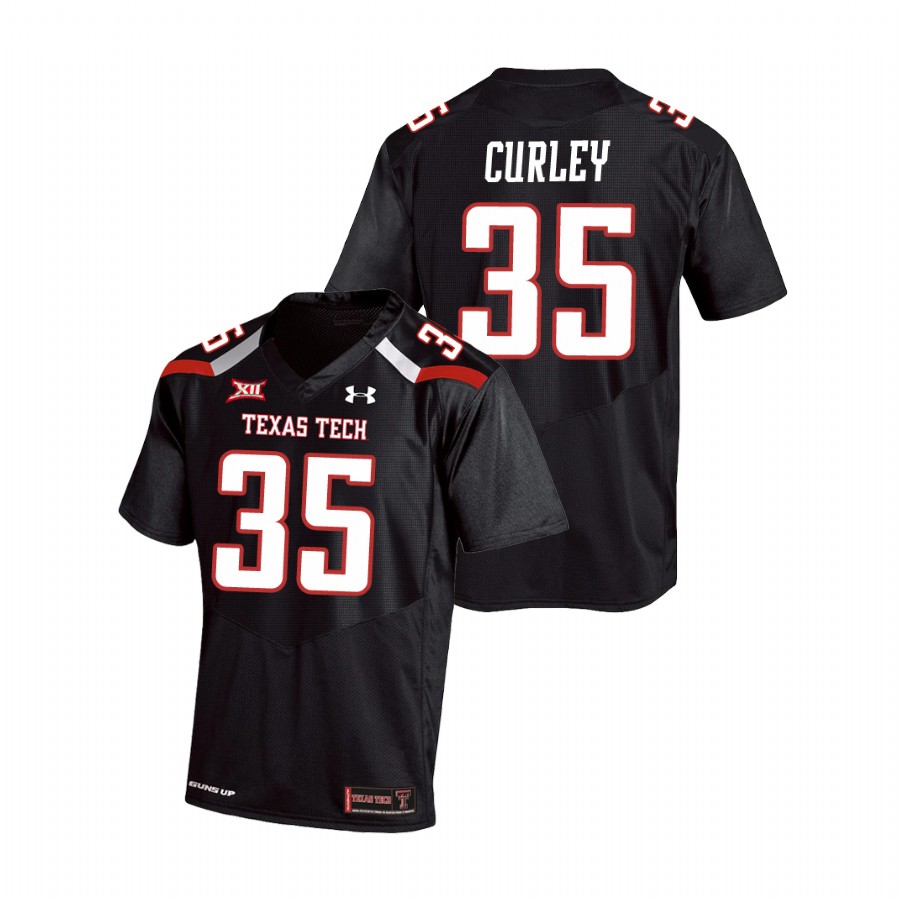 men's texas tech red raiders patrick curley black college football replica jersey