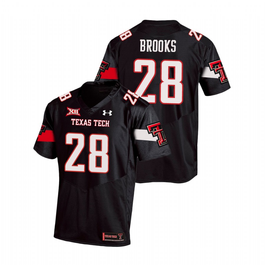 men's texas tech red raiders tahj brooks black replica football team jersey