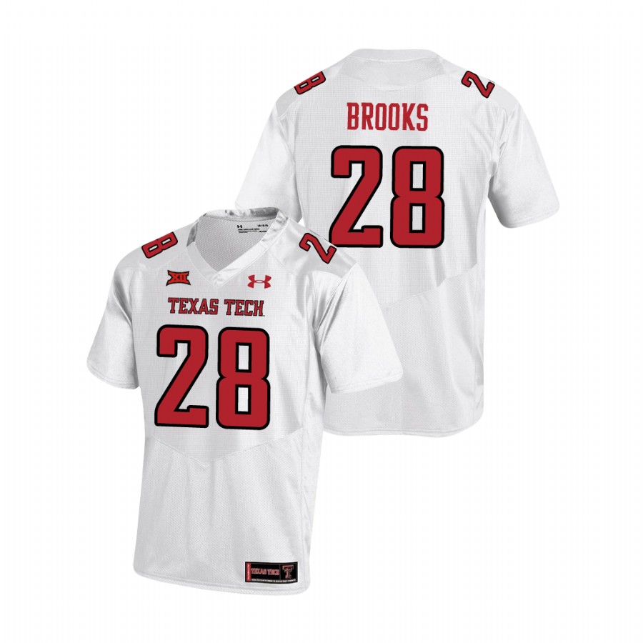 men's texas tech red raiders tahj brooks white college football replica jersey