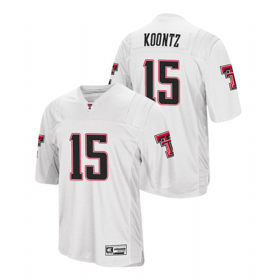men's texas tech red raiders travis koontz white college football jersey