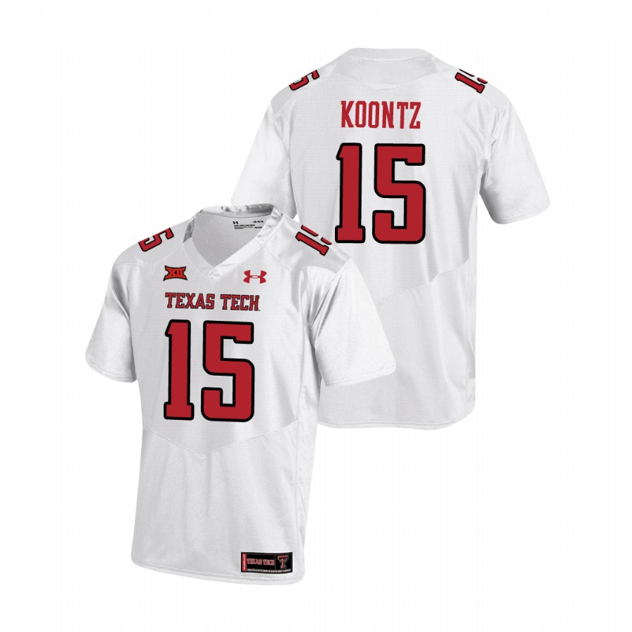 men's texas tech red raiders travis koontz white college football replica jersey
