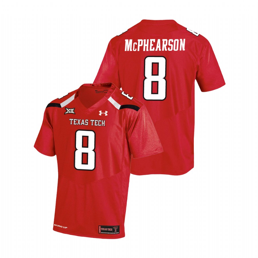 men's texas tech red raiders zech mcphearson red college football replica jersey