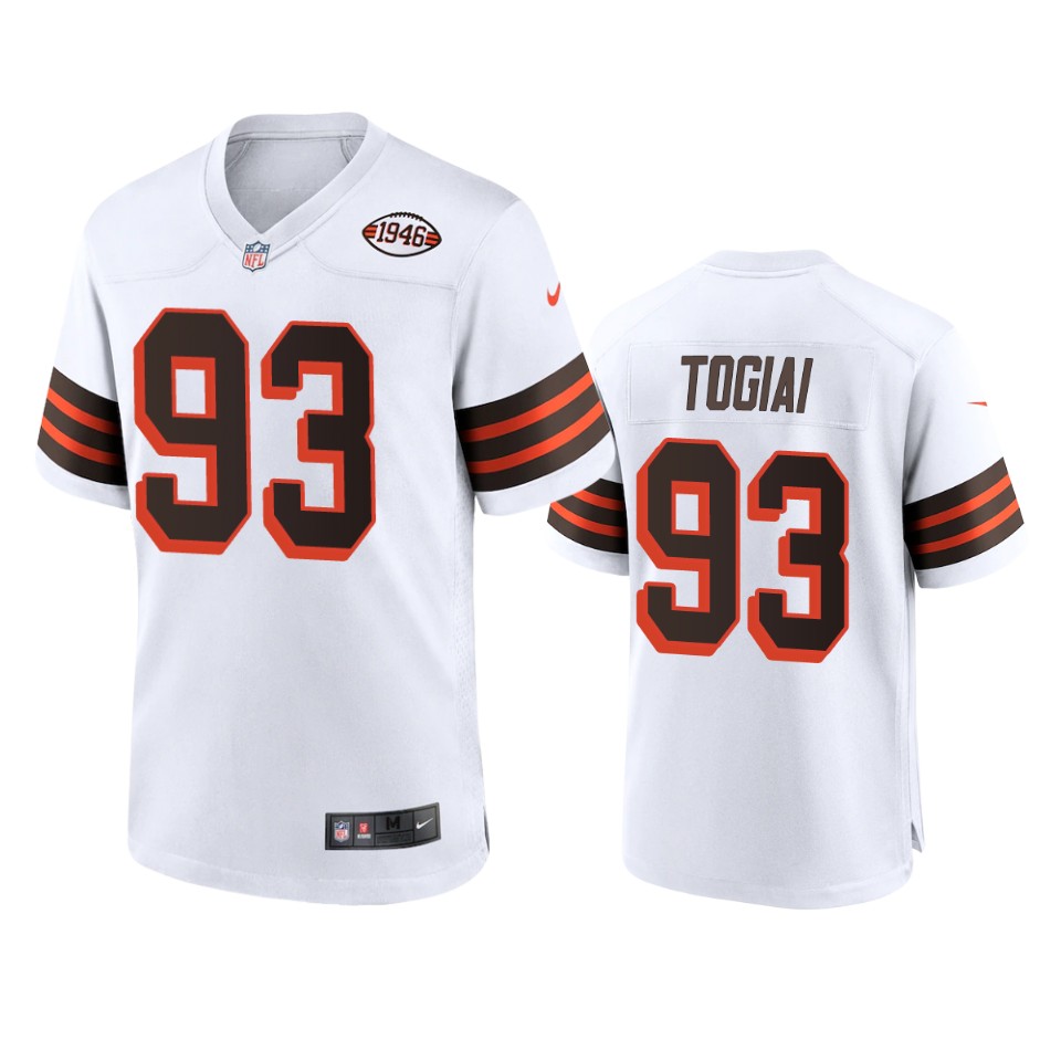 men's tommy togiai browns white alternate game 1946 collection jersey
