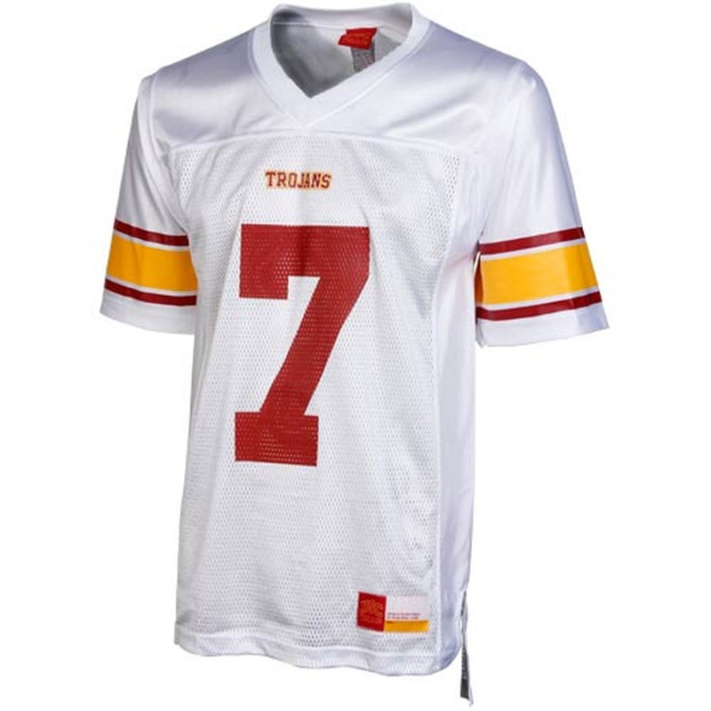 men's trojans white 7 replica football jersey