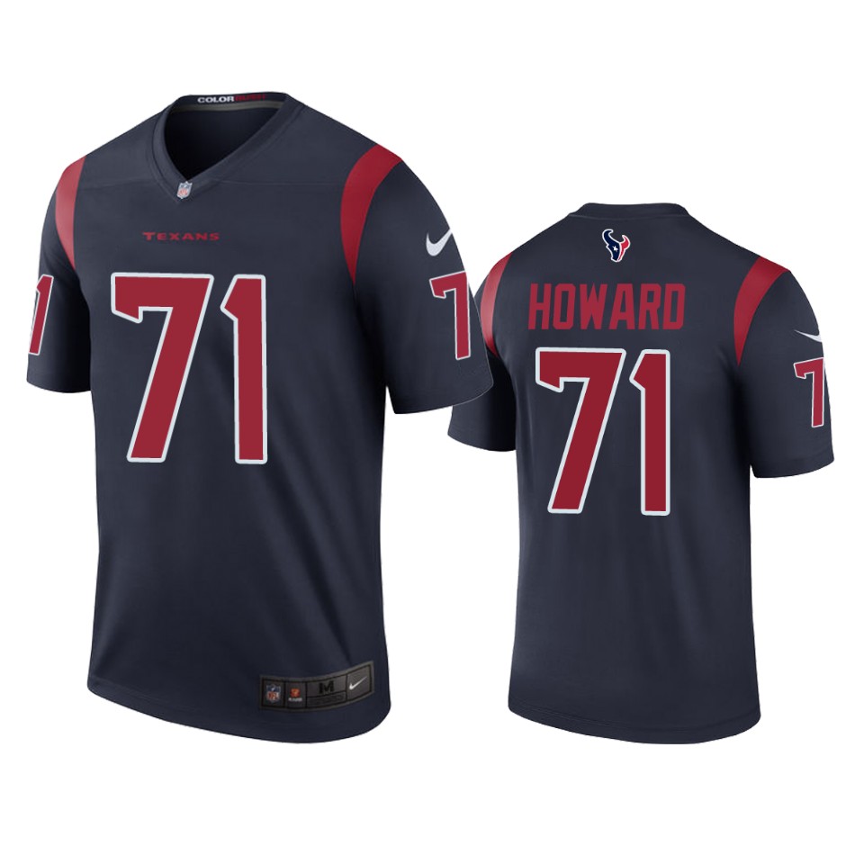 men's tytus howard texans navy color rush legend jersey