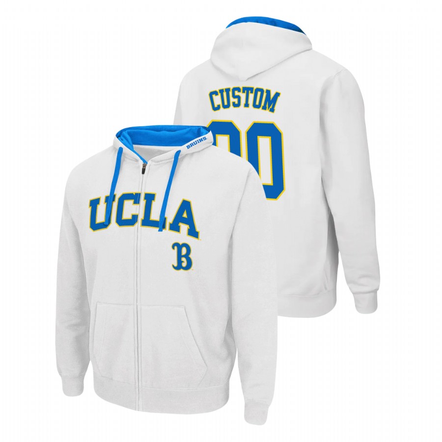 men's ucla bruins custom full zip white arch & logo 2.0 hoodie