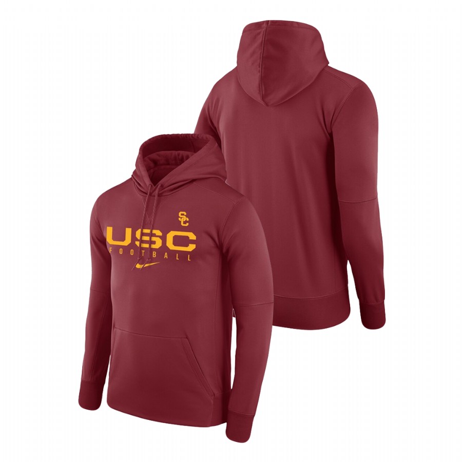 men's usc trojans cardinal football practice hoodie