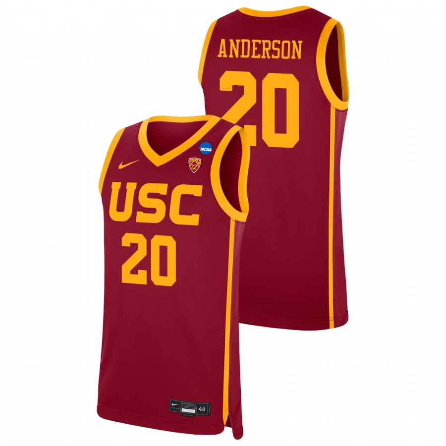 men's usc trojans ethan anderson 2021 replica college basketball red jersey