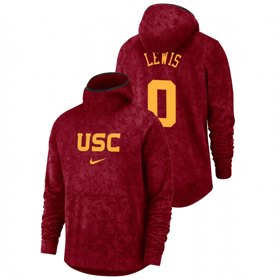 men's usc trojans talin lewis team logo pullover cardinal basketball spotlight hoodie