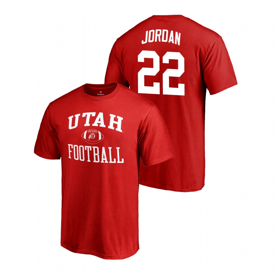 men's utah utes college football name & number ty jordan red t shirt
