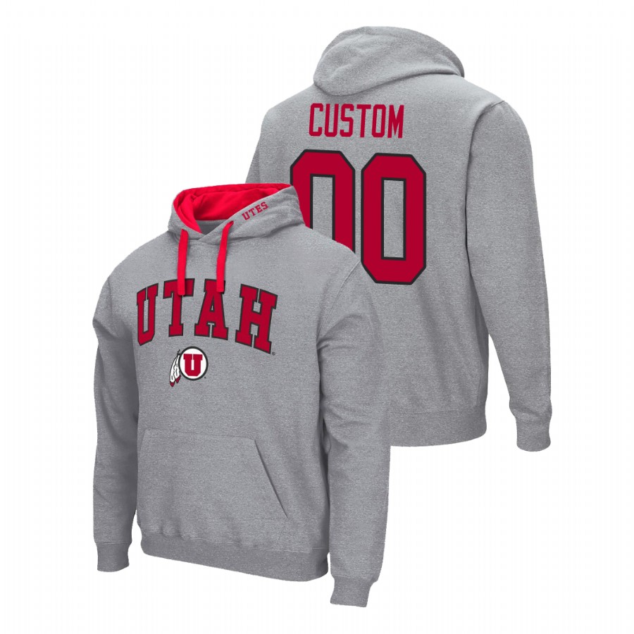 men's utah utes custom pullover gray arch & logo 2.0 hoodie