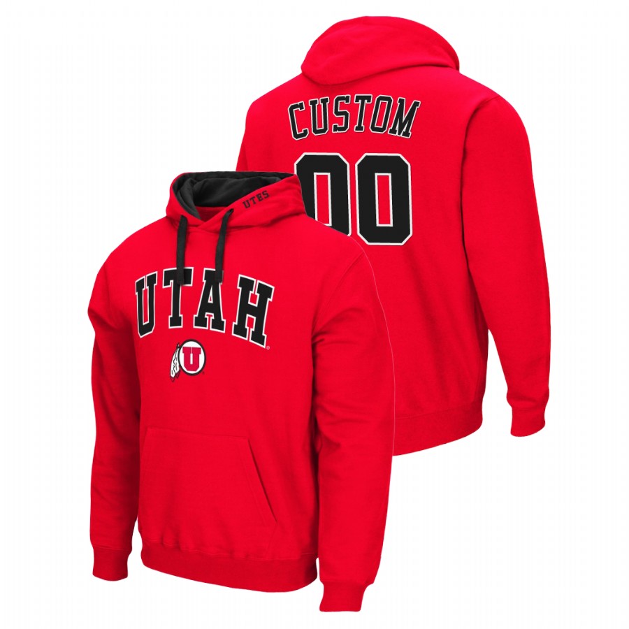 men's utah utes custom pullover red arch & logo 2.0 hoodie 0a