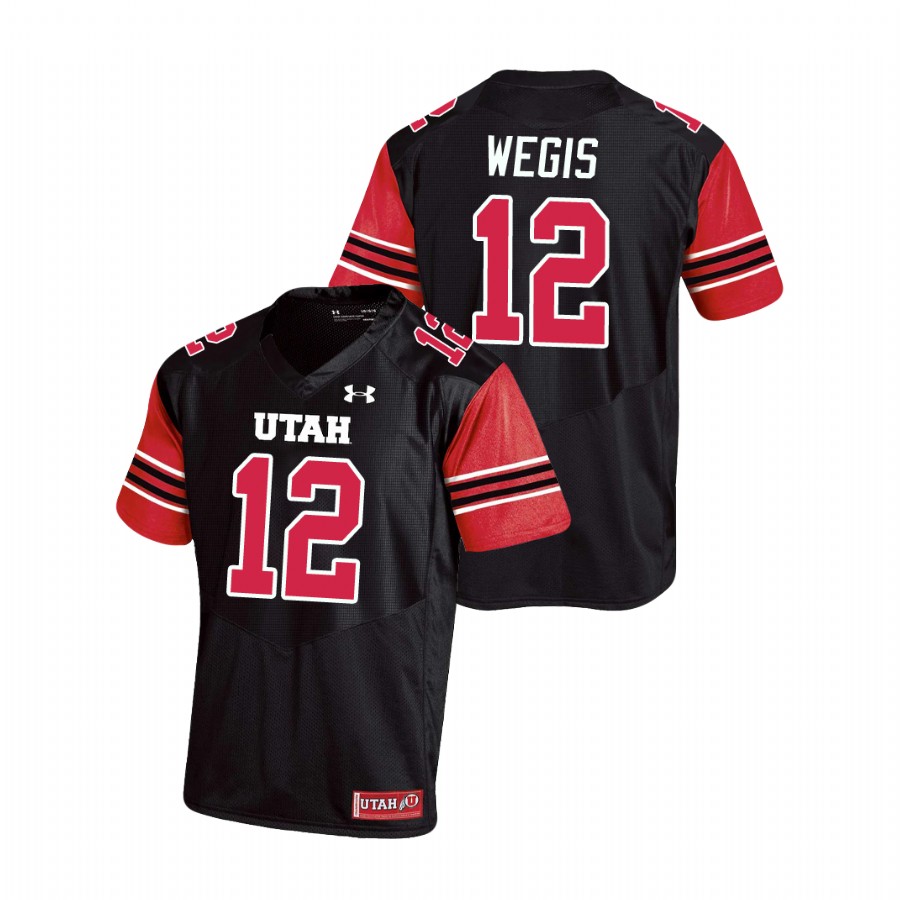 men's utah utes tyler wegis black replica college football jersey