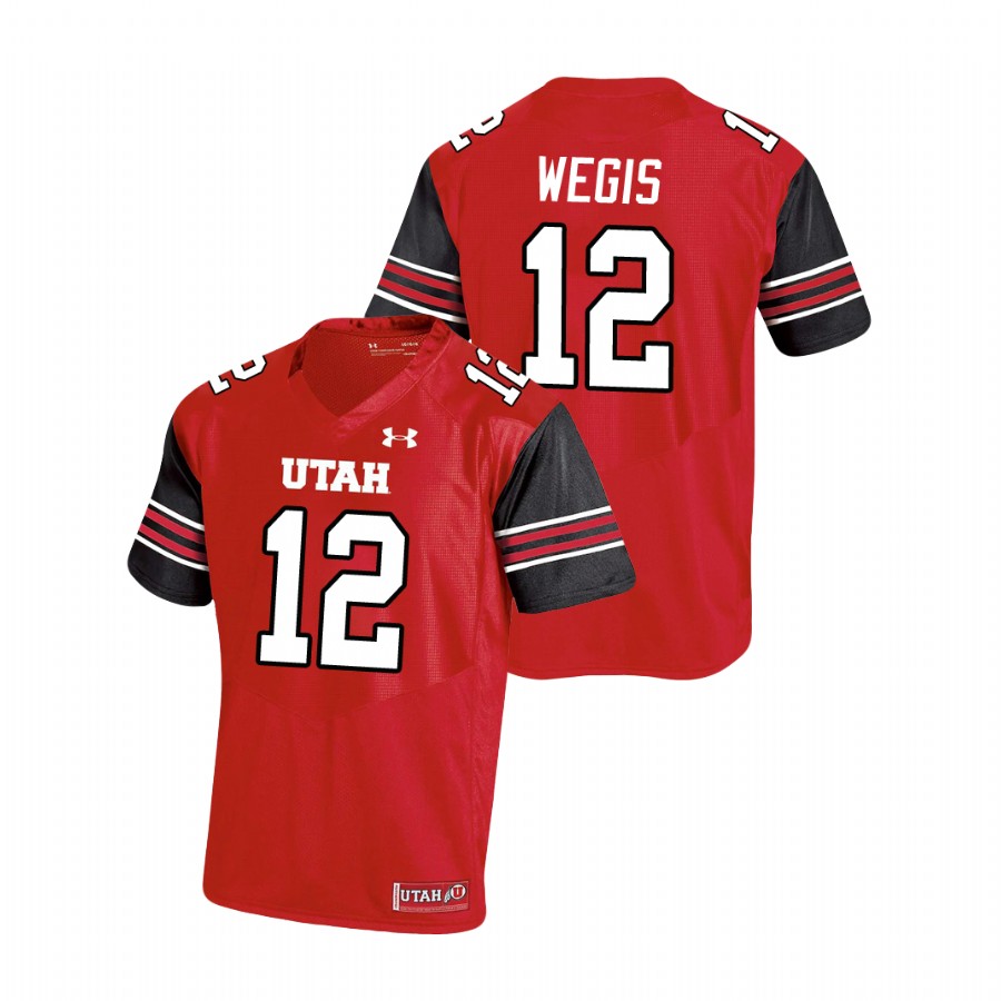 men's utah utes tyler wegis red college football jersey