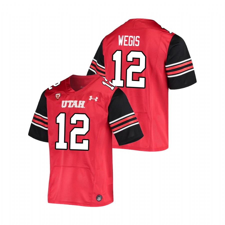 men's utah utes tyler wegis red college football premiere jersey