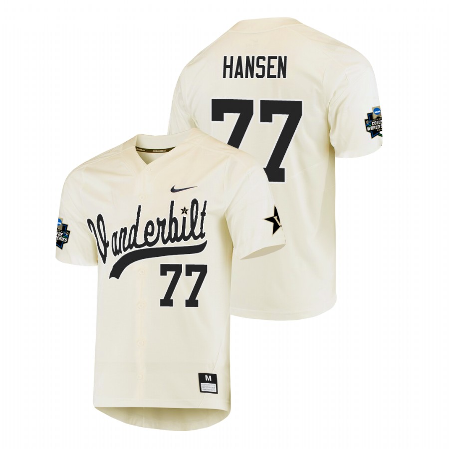 men's vanderbilt commodores brett hansen baseball college world series cream jersey