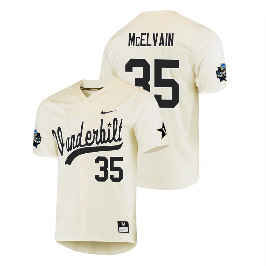 men's vanderbilt commodores chris mcelvain baseball college world series cream jersey