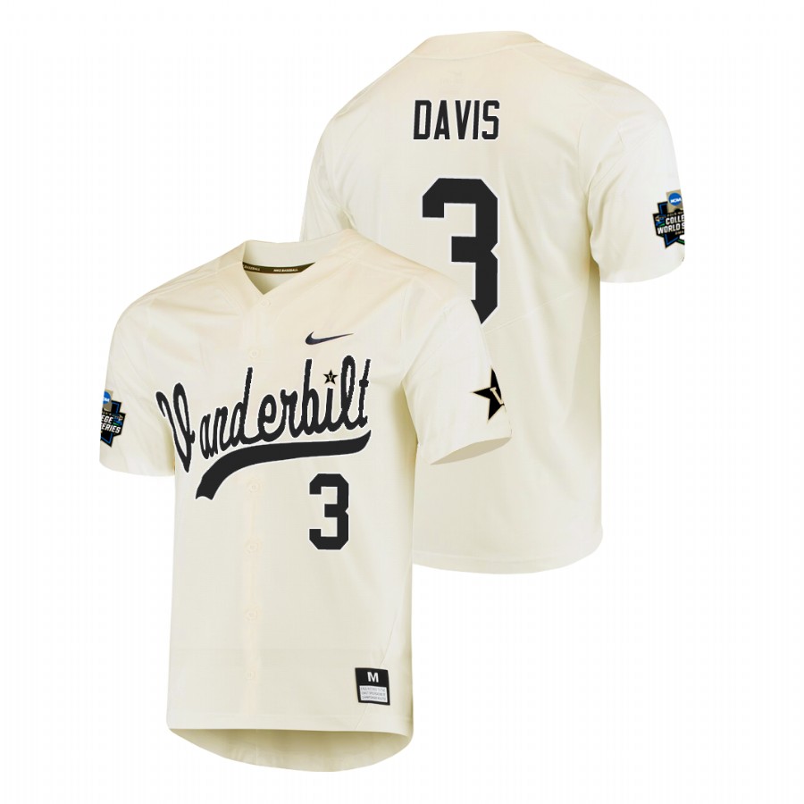 men's vanderbilt commodores cooper davis baseball college world series cream jersey