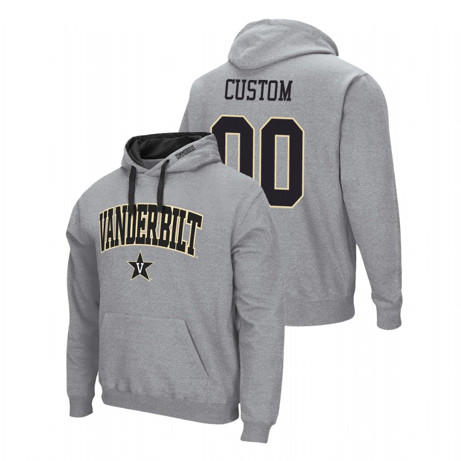 men's vanderbilt commodores custom pullover gray arch & logo 2.0 hoodie