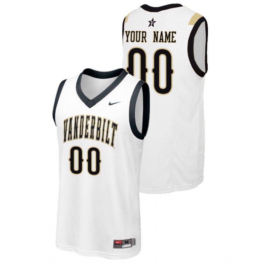 men's vanderbilt commodores custom white replica college basketball jersey
