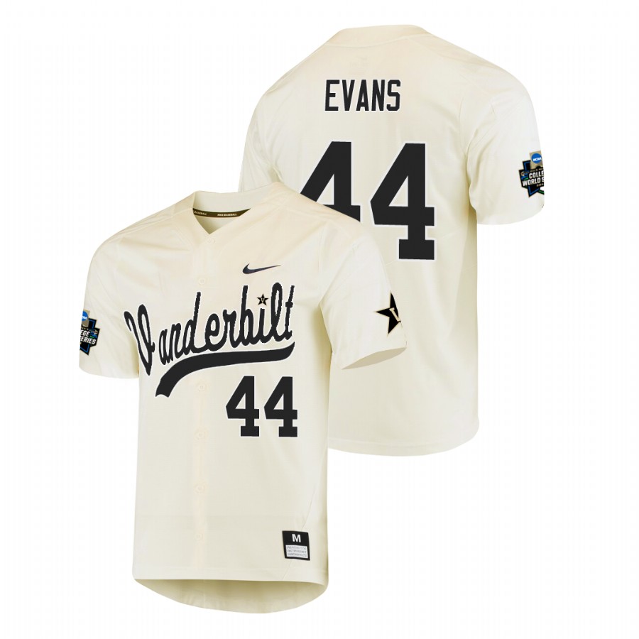 men's vanderbilt commodores donye evans baseball college world series cream jersey