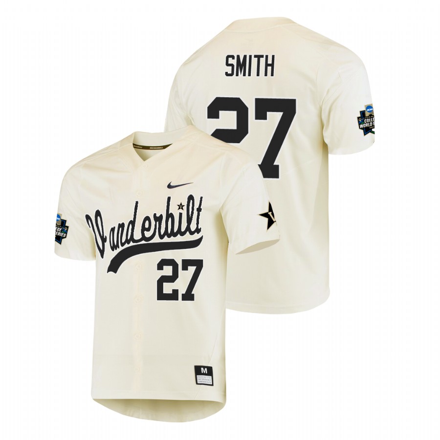 men's vanderbilt commodores ethan smith baseball college world series cream jersey