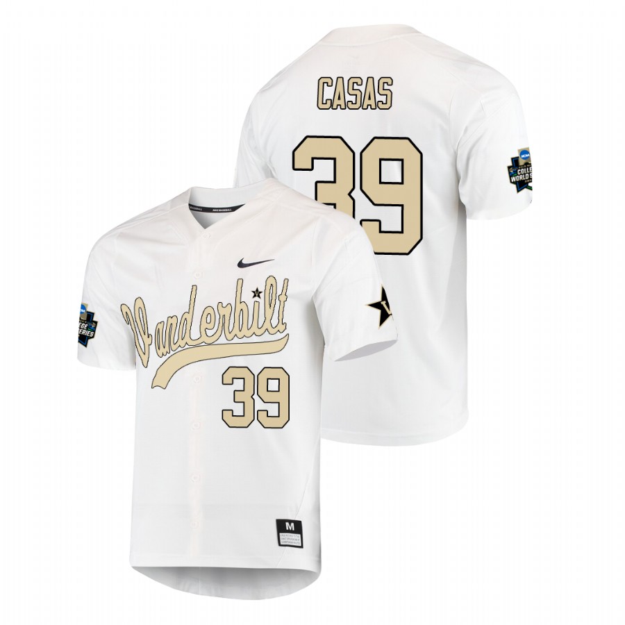 men's vanderbilt commodores gavin casas baseball college world series white jersey